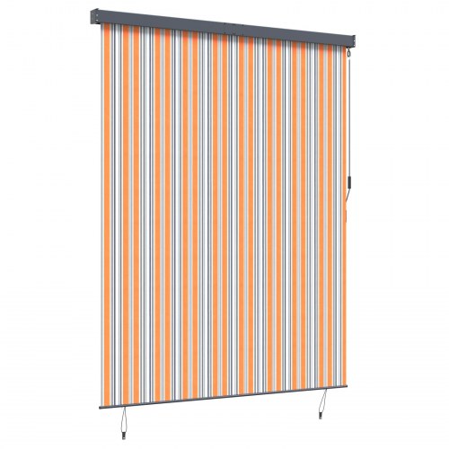 Udendørs rullegardin - gul/blå striber 200 × 250 cm i stof og aluminium