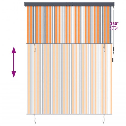 Udendørs rullegardin - gul/blå striber 200 × 250 cm i stof og aluminium