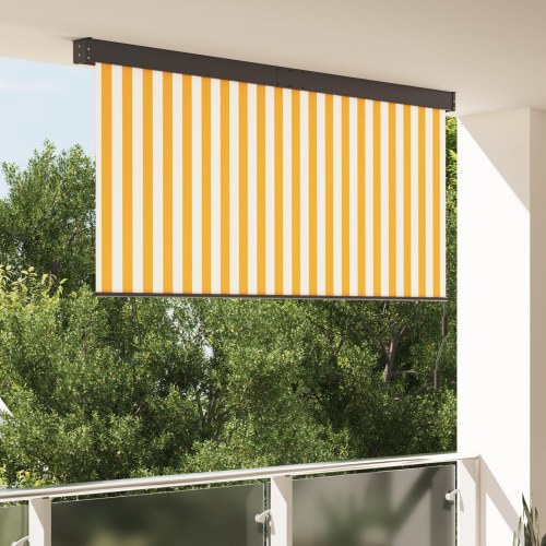 Udendørs rullegardin - hvid/orange stribet 200 × 250 cm i stof og aluminium