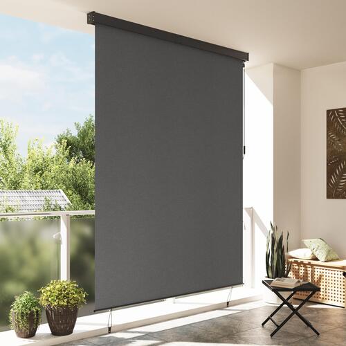 Udendørs Rullegardin Stribet Indstillelig Antracitgrå 220 x 250 cm Stof