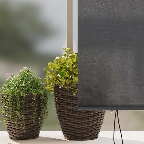 Udendørs Rullegardin Stribet Indstillelig Antracitgrå 220 x 250 cm Stof