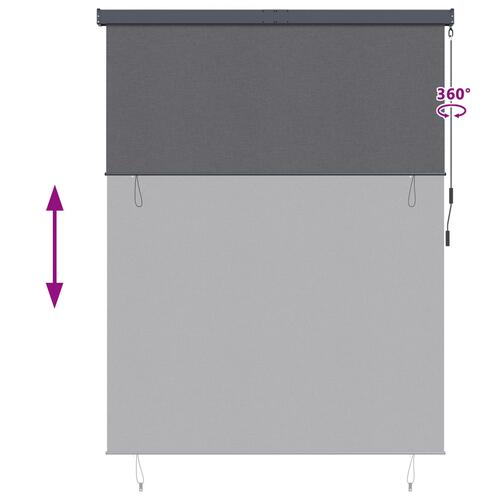 Udendørs Rullegardin Stribet Indstillelig Antracitgrå 220 x 250 cm Stof