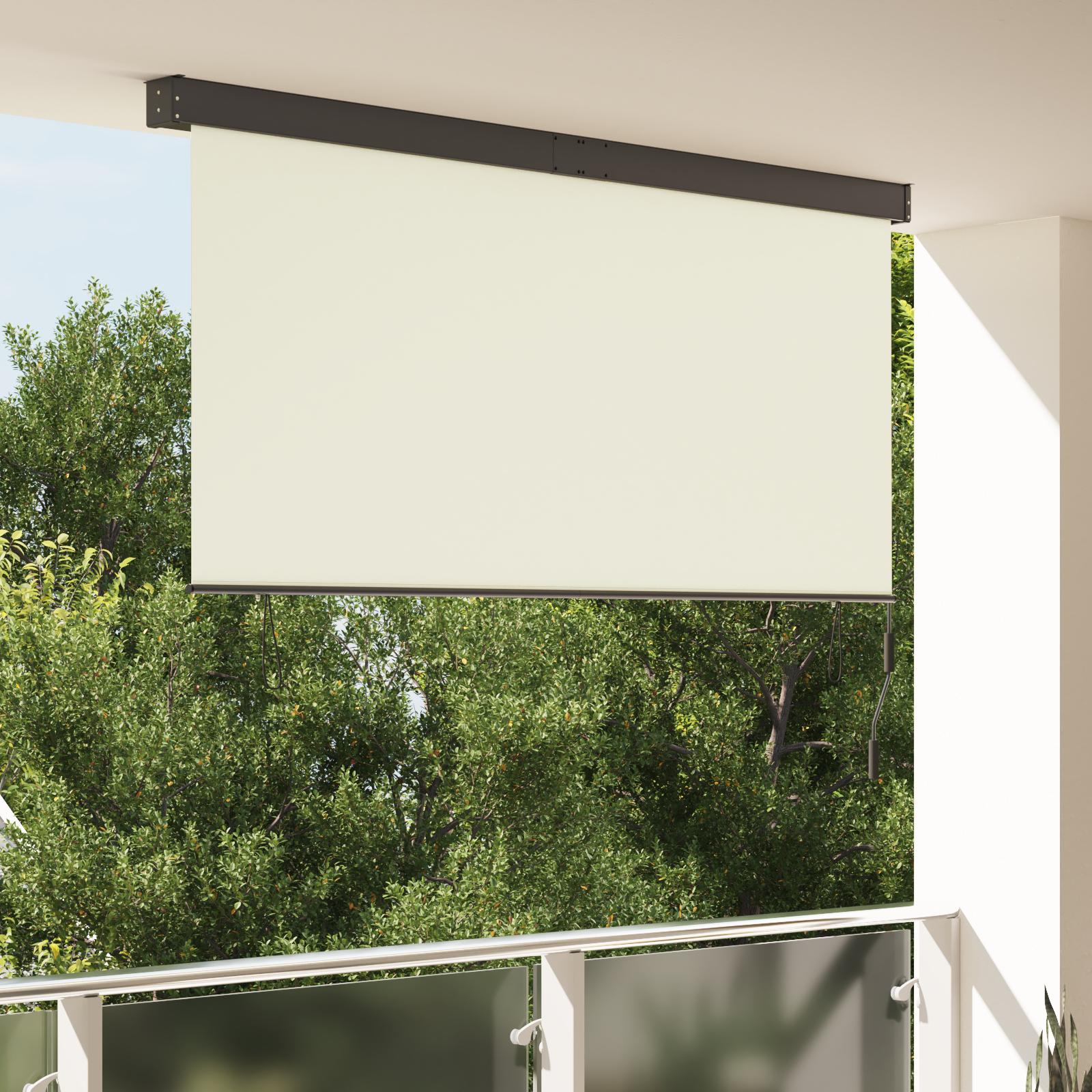 Udendørs Rullegardin Stribet Creme 220 x 250 cm Stof billede