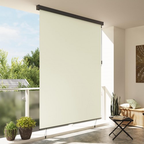 Udendørs rullegardin - creme, 200 × 250 cm, stof og aluminium