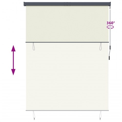 Udendørs rullegardin - creme, 200 × 250 cm, stof og aluminium