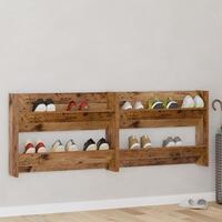 Vægsko skabe 2 stk Gammelt træ 60 x 18 x 60 cm Konstrueret træ
