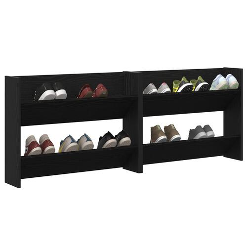 Vægsko skabe 2 stk Sort eg 60 x 18 x 60 cm Konstrueret træ