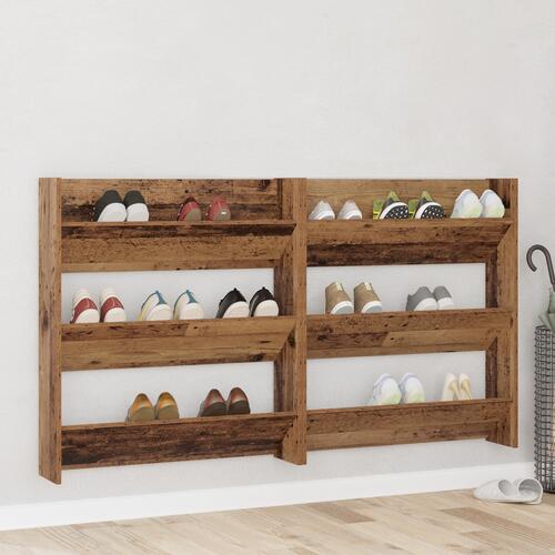 Vægsko skabe 2 stk Gammelt træ 60 x 18 x 60 cm Konstrueret træ
