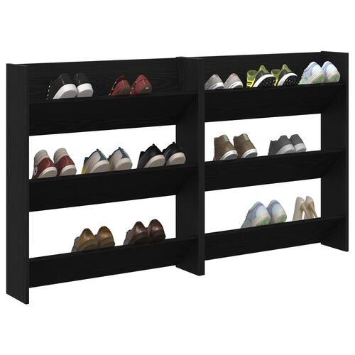 Vægsko skabe 2 stk Sort eg 60 x 18 x 60 cm Konstrueret træ