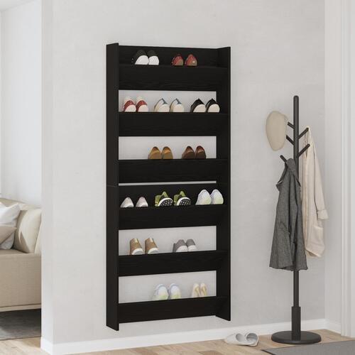 Vægsko skabe 2 stk Sort eg 60 x 18 x 60 cm Konstrueret træ