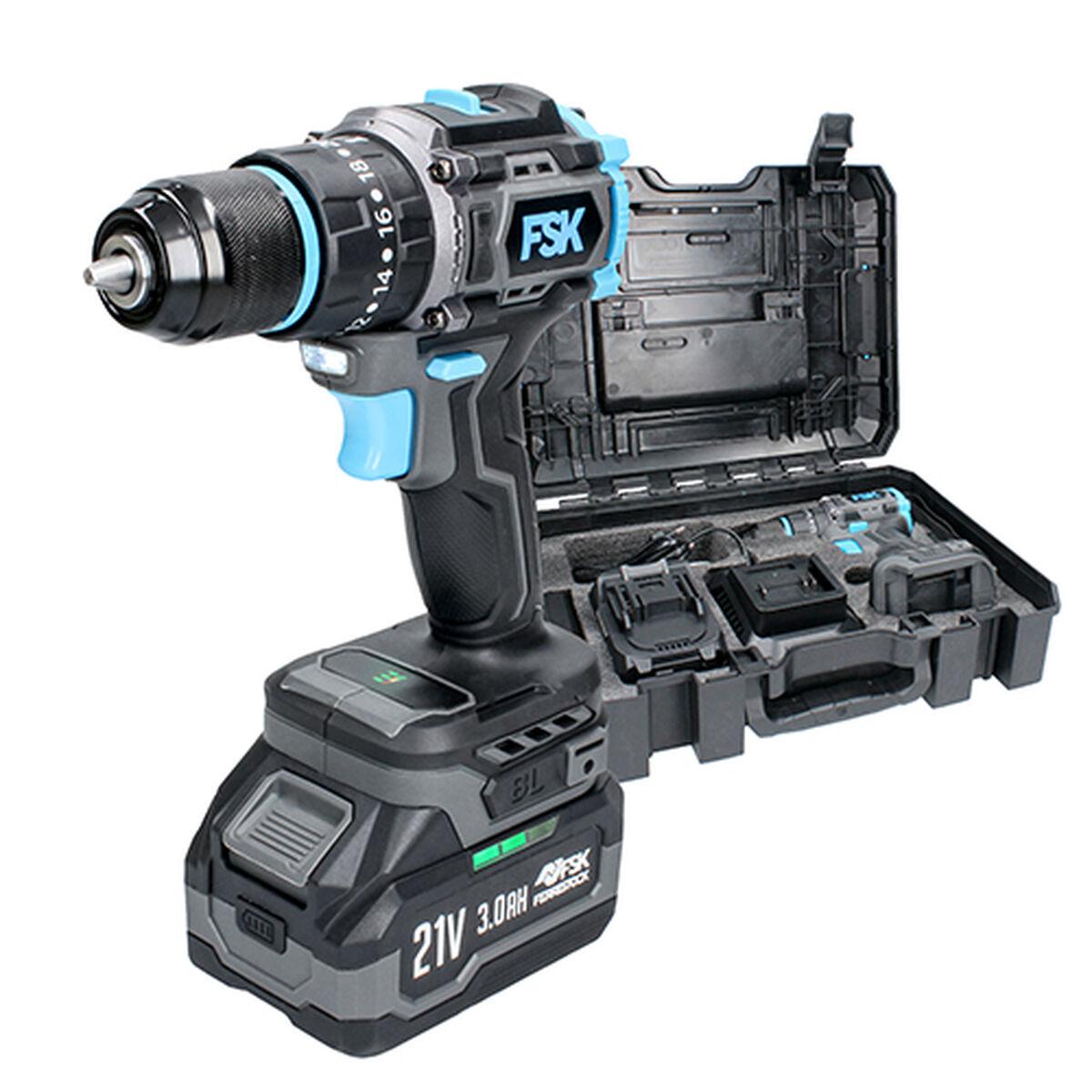 Ferrestock Brushless 21V slagboremaskine m. 3,0 Ah batteri