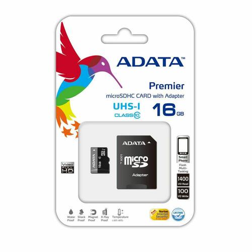 Mikro-SD-hukommelseskort med adapter Adata Premier microSDHC UHS-I U1 Class10 16GB 16 GB