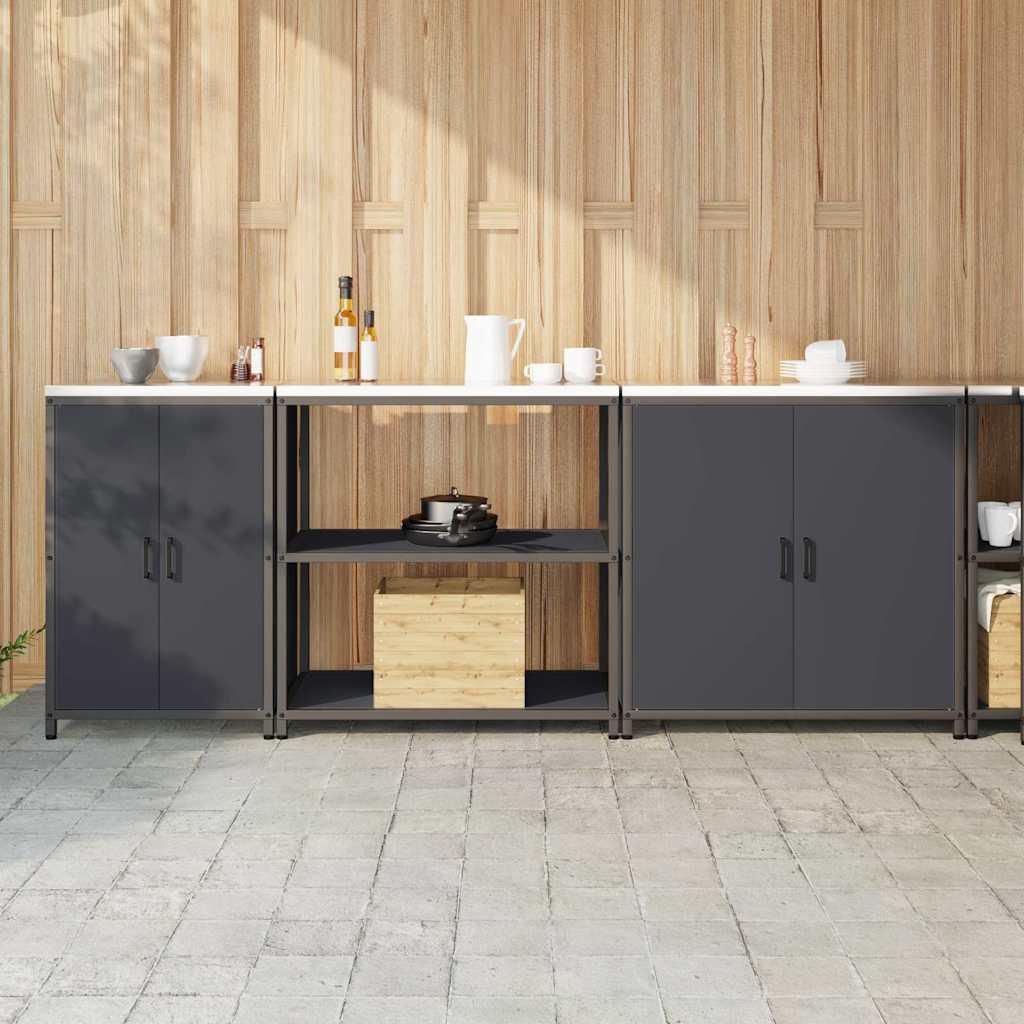 Køkkenopbevaringssæt med hylde 3 stk Antracit 240 x 50 x 92 cm billede