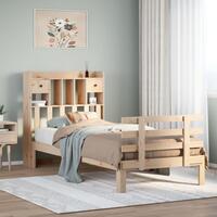 Seng med reol uden madras 75x190 cm massivt fyrretræ