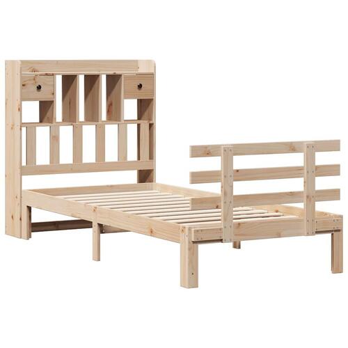 Seng med reol uden madras 75x190 cm massivt fyrretræ