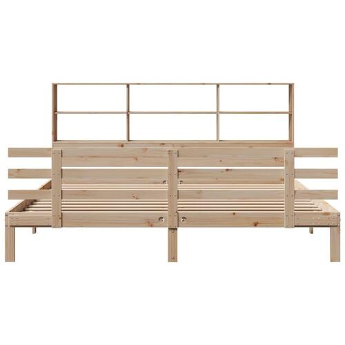 Seng med reol uden madras 200x200 cm massivt fyrretræ