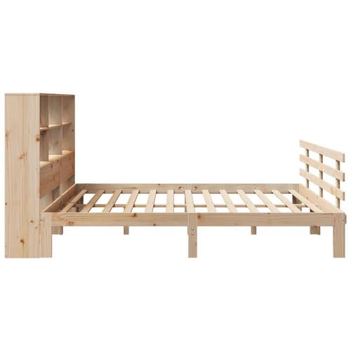Seng med reol uden madras 200x200 cm massivt fyrretræ