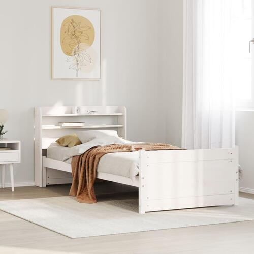 Sengeramme med hovedgærde uden madras Hvid 90x190 cm
