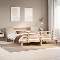 Seng med reol uden madras 200x200 cm massivt fyrretræ