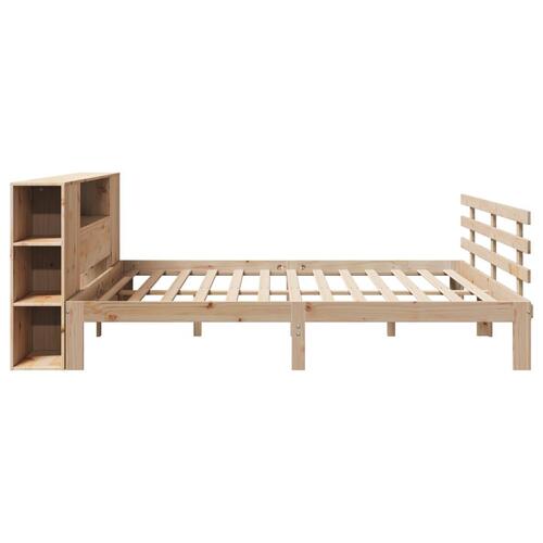 Seng med reol uden madras 200x200 cm massivt fyrretræ