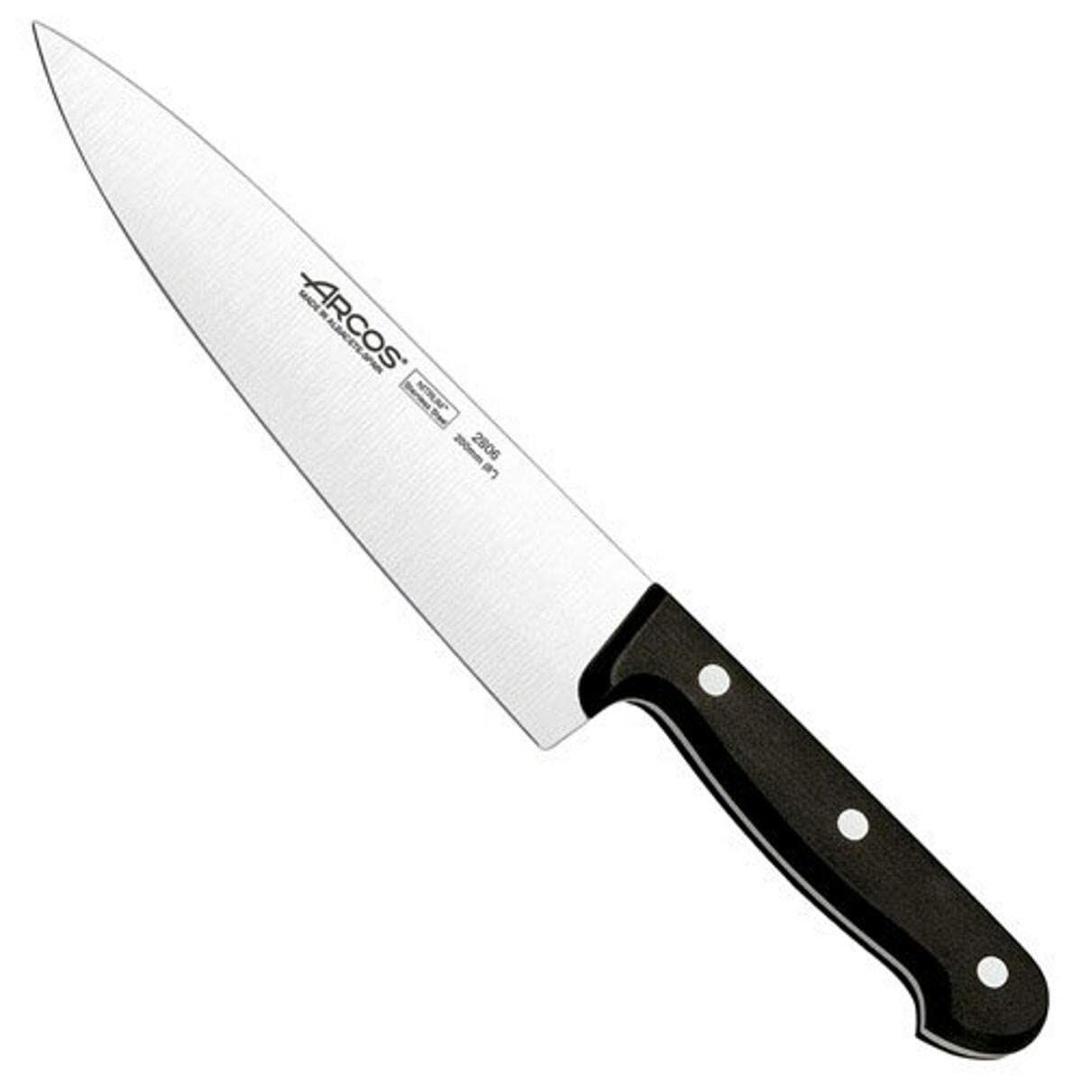 Arcos kokkekniv 20 cm - rustfrit stål, sort håndtag billede