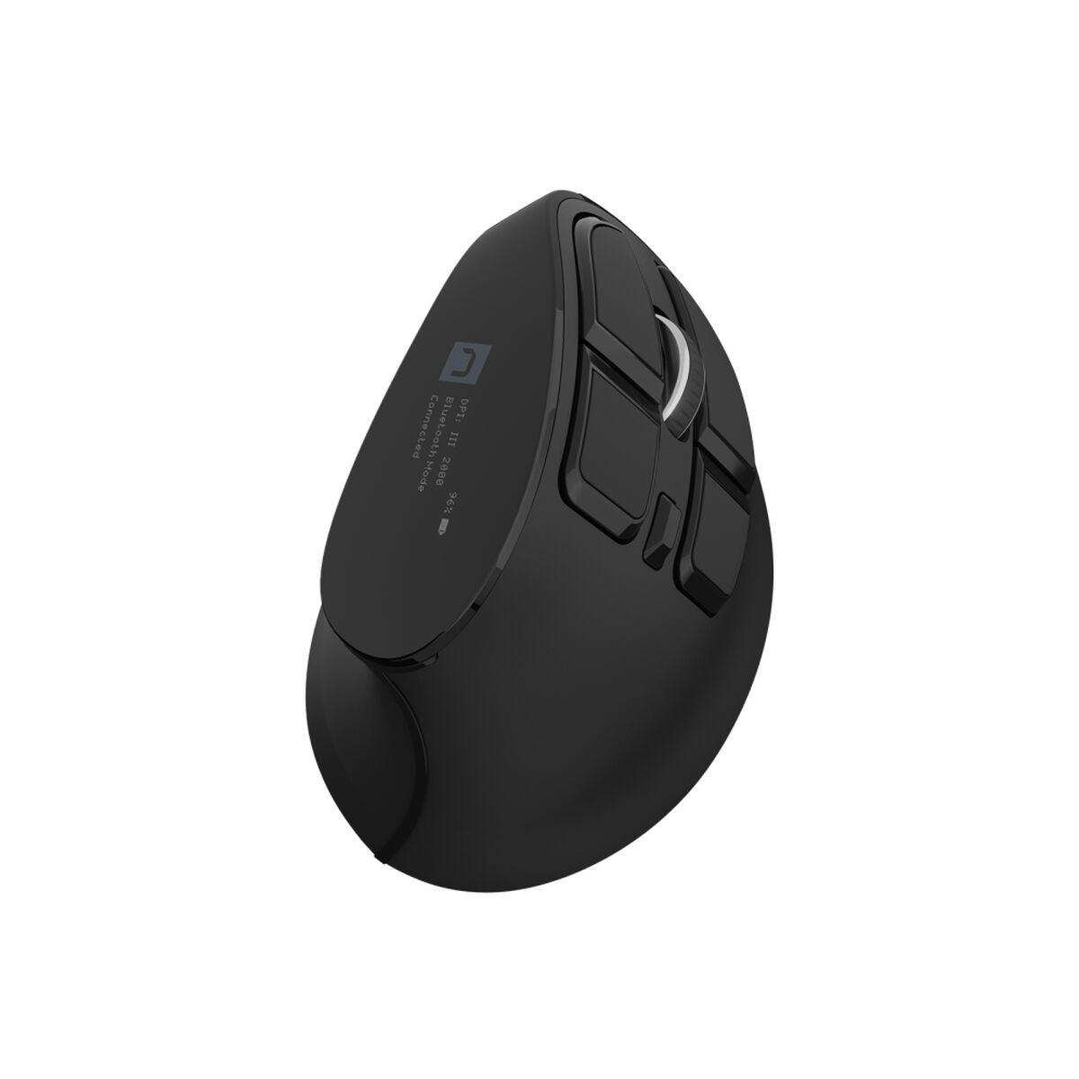 Natec EUPHONIE PRO - vertical mouse - 2.4 GHz Bluetooth 5.0 - black - Vertical mouse - Optisk - 9 knapper - Sort