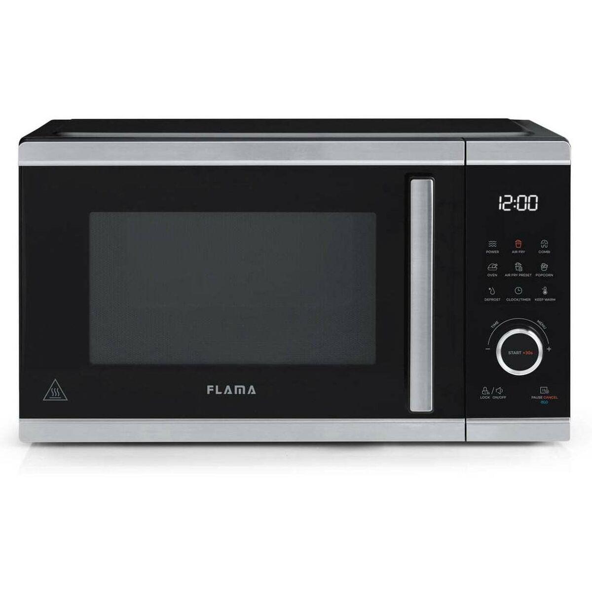 Flama mikrobølgeovn med grill - sort/stål