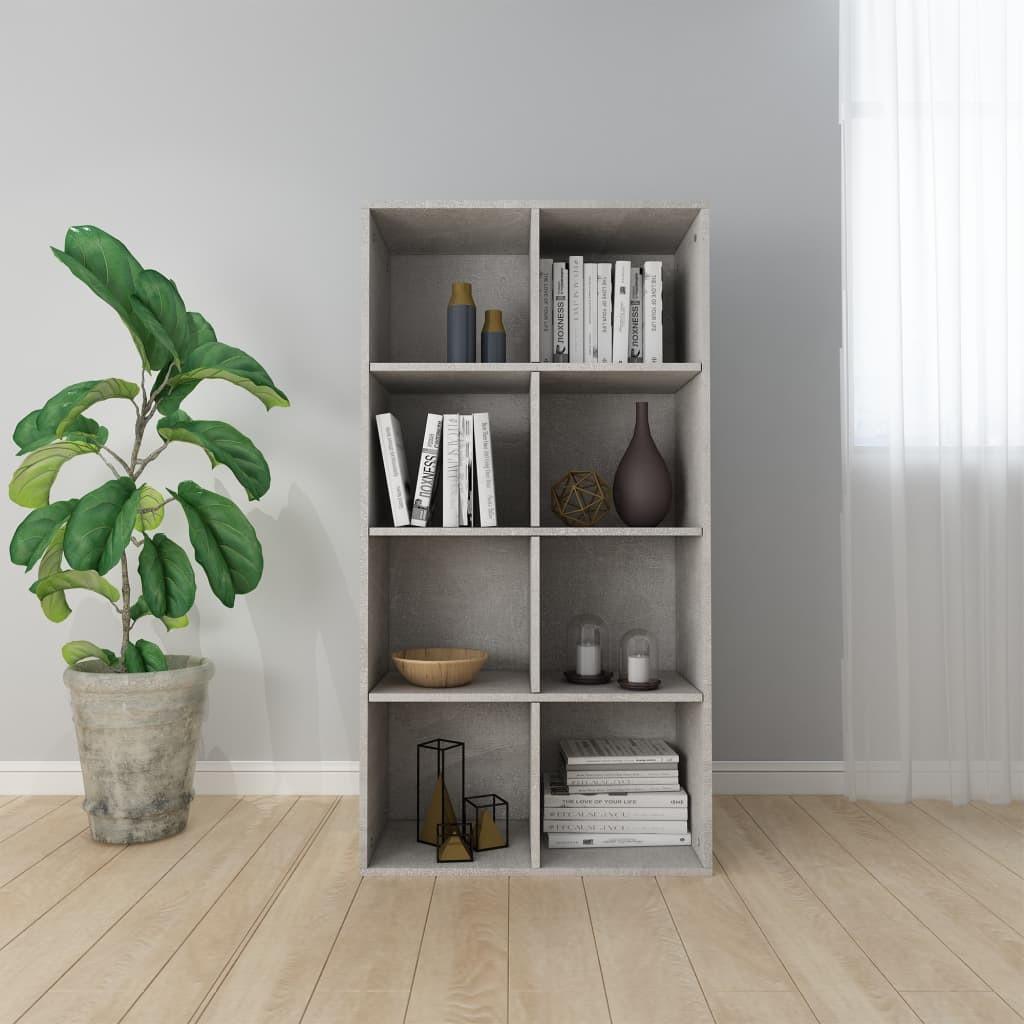Bogreol/skænk 66x30x130 cm konstrueret træ Betongrå