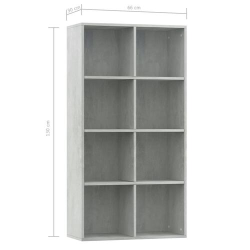 Bogskab/skænk 66 x 30 x 130 cm spånplade betongrå