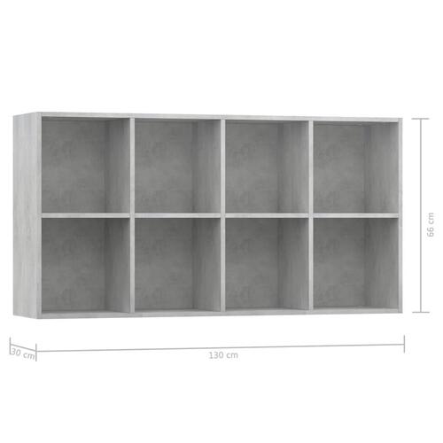 Bogskab/skænk 66 x 30 x 130 cm spånplade betongrå