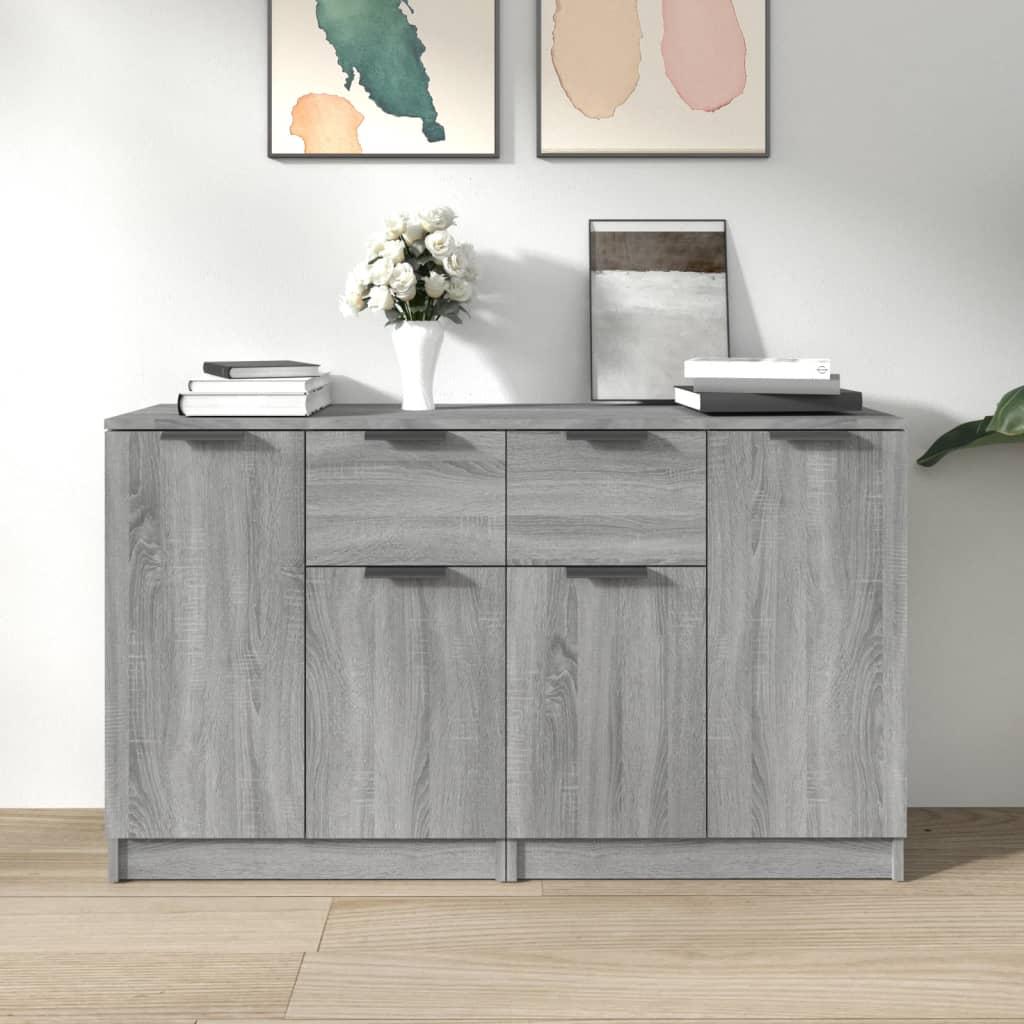 Skænke 2 stk. 60x30x70 cm konstrueret træ grå sonoma-eg