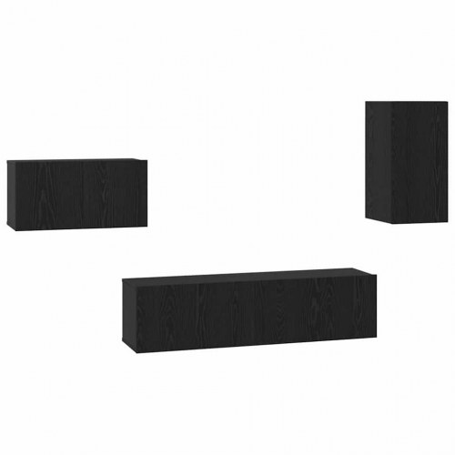 TV-møbelsæt 4 stk Sort eg 30.5 x 30 x 60 cm Konstrueret træ