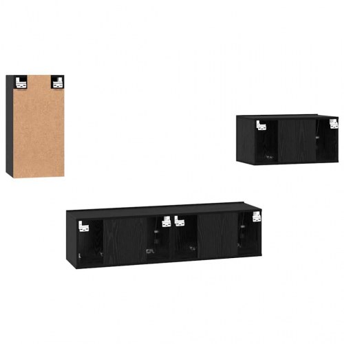 TV-møbelsæt 4 stk Sort eg 30.5 x 30 x 60 cm Konstrueret træ