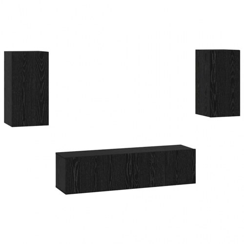 TV-møbelsæt Vægmonteret 4 stk Sort eg Medium 30.5 x 30 x 60 cm