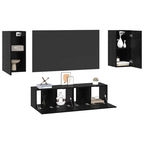 TV-møbelsæt Vægmonteret 4 stk Sort eg Medium 30.5 x 30 x 60 cm