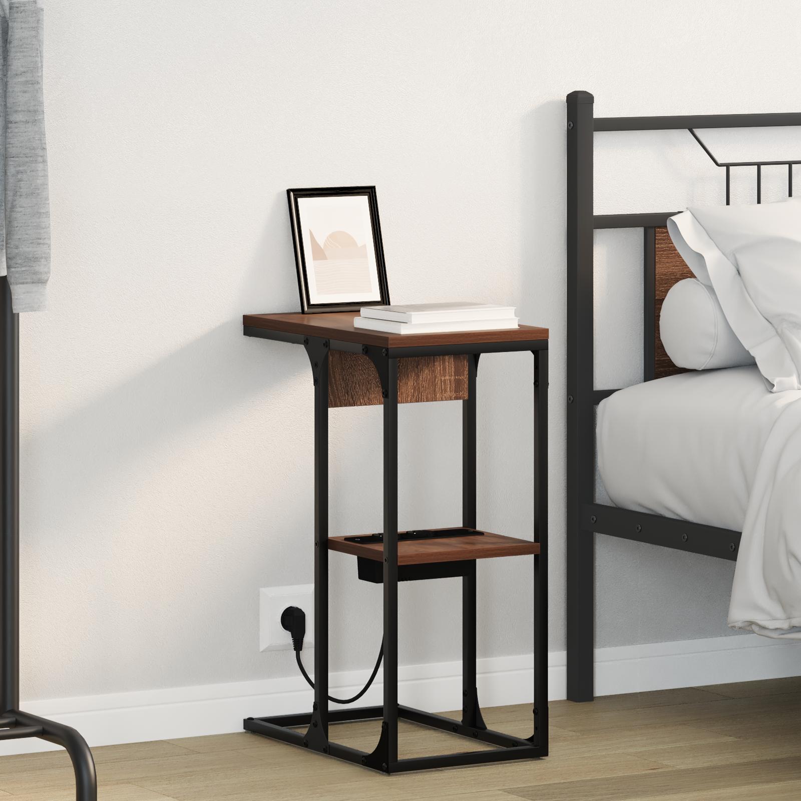 Sengebord Brun egetræ 41.5 x 26 x 60.5 cm Konstrueret træ