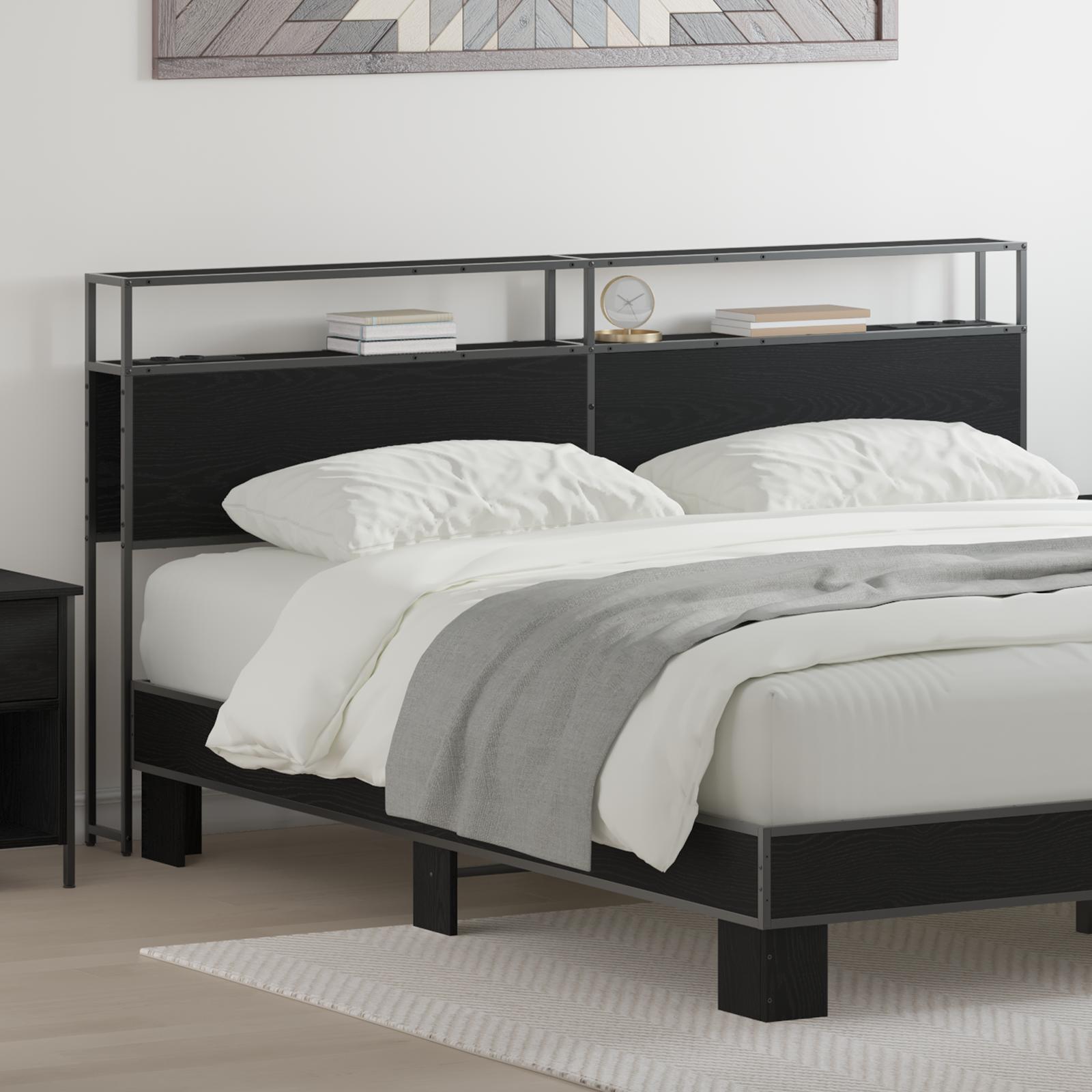 Opbevaringshovedgavl Sort Eg 180 cm Konstrueret træ