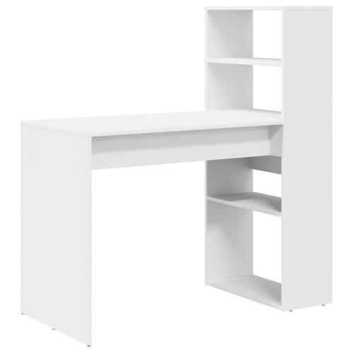 Skrivebord med opbevaring Hvid 113x54x120 cm Konstrueret træ