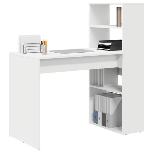 Skrivebord med opbevaring Hvid 113x54x120 cm Konstrueret træ