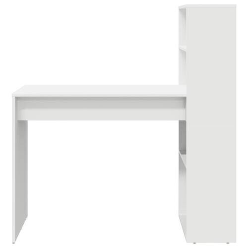 Skrivebord med opbevaring Hvid 113x54x120 cm Konstrueret træ