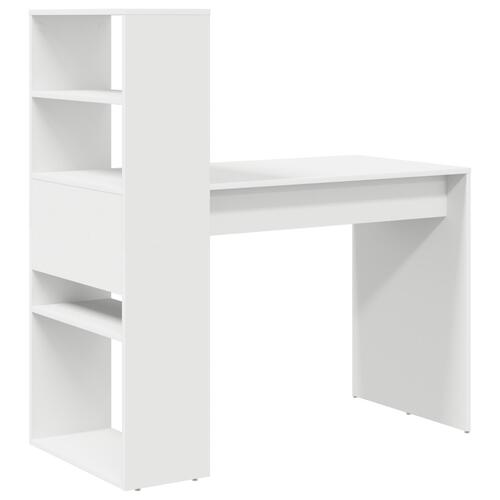 Skrivebord med opbevaring Hvid 113x54x120 cm Konstrueret træ