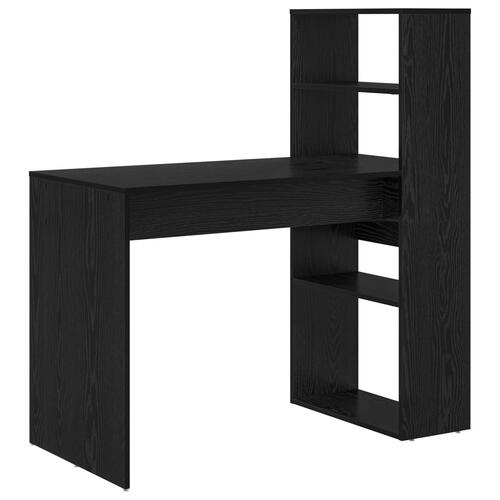 Skrivebord med Opbevaring Sort Eg 113x54x120 cm Konstrueret Træ