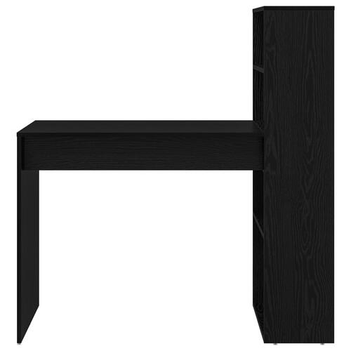 Skrivebord med Opbevaring Sort Eg 113x54x120 cm Konstrueret Træ