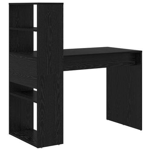 Skrivebord med Opbevaring Sort Eg 113x54x120 cm Konstrueret Træ
