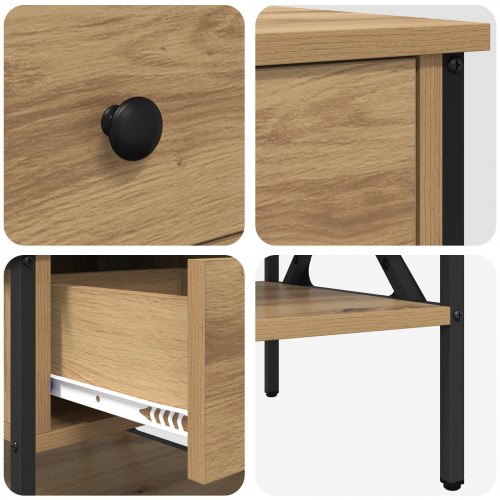 Sengebord i artisan eg med 1 skuffe - 40 x 42 x 45 cm