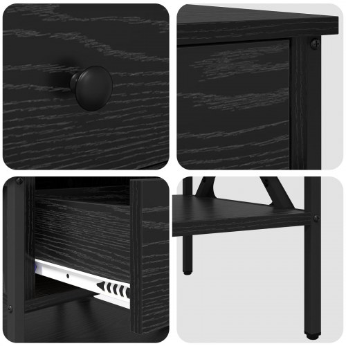 Sengeborde 2 stk. - sort eg 40 x 42 x 45 cm