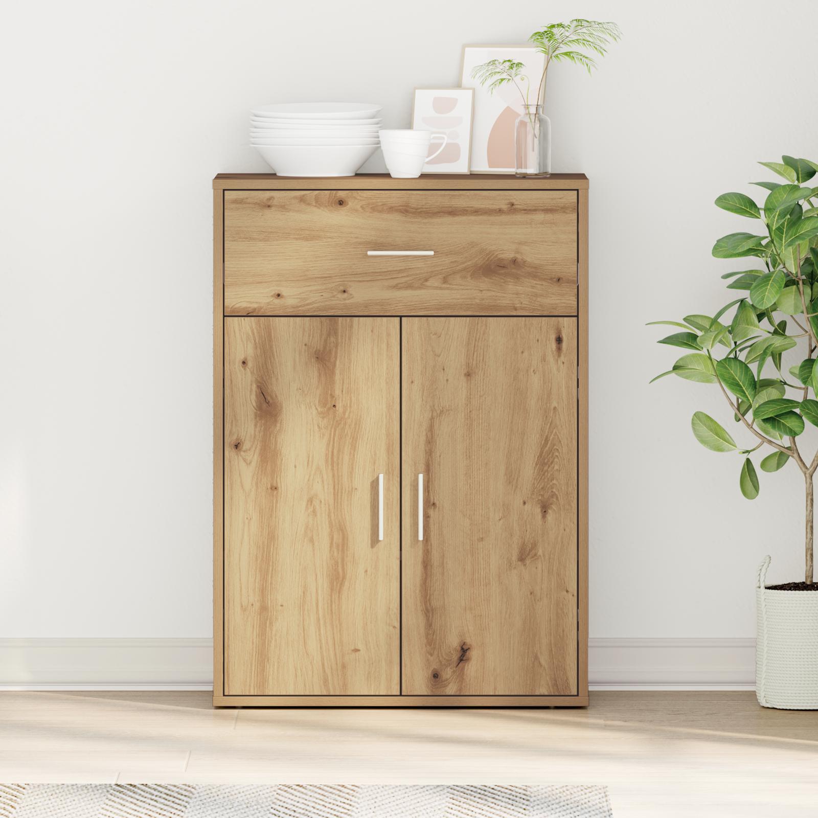Sideboard med skuffe med hylde artisan eg 79 x 38 x 80 cm Konstrueret træ