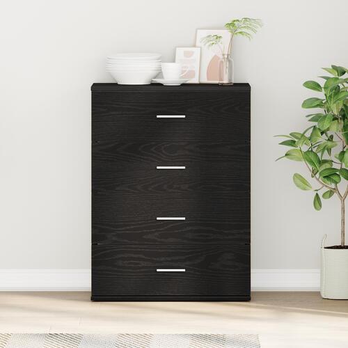 Sideboard med skuffe Sort Eg 60 x 39 x 80 cm Konstrueret træ