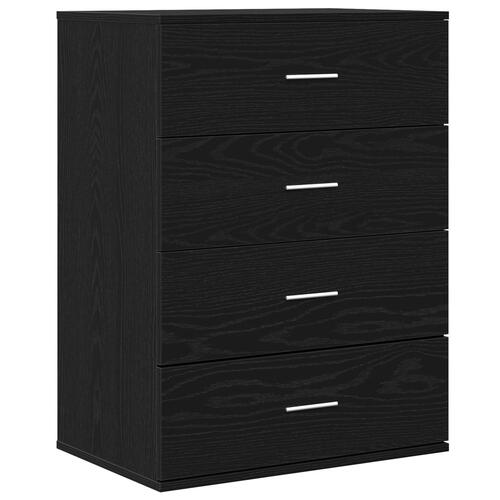 Sideboard med skuffe Sort Eg 60 x 39 x 80 cm Konstrueret træ