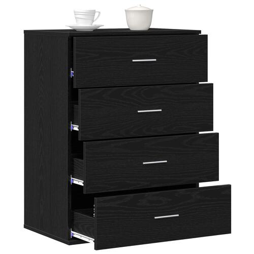 Sideboard med skuffe Sort Eg 60 x 39 x 80 cm Konstrueret træ